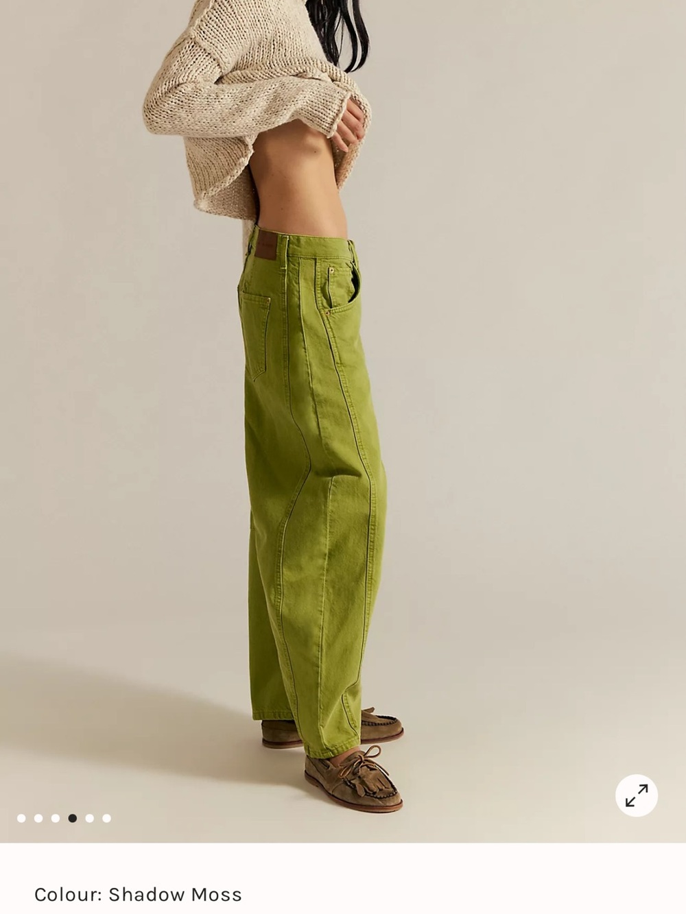 NWT Free People good luck Wide-Leg Jeans in Shadow Moss Green - Women - Picture 3 of 9